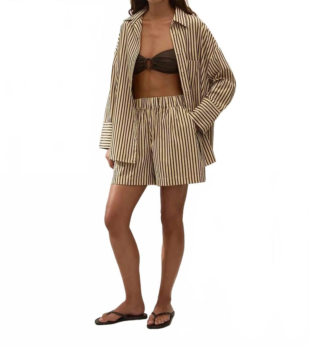 NEW FAITHFULL THE BRAND clemente short in carmen stripe sand cedar